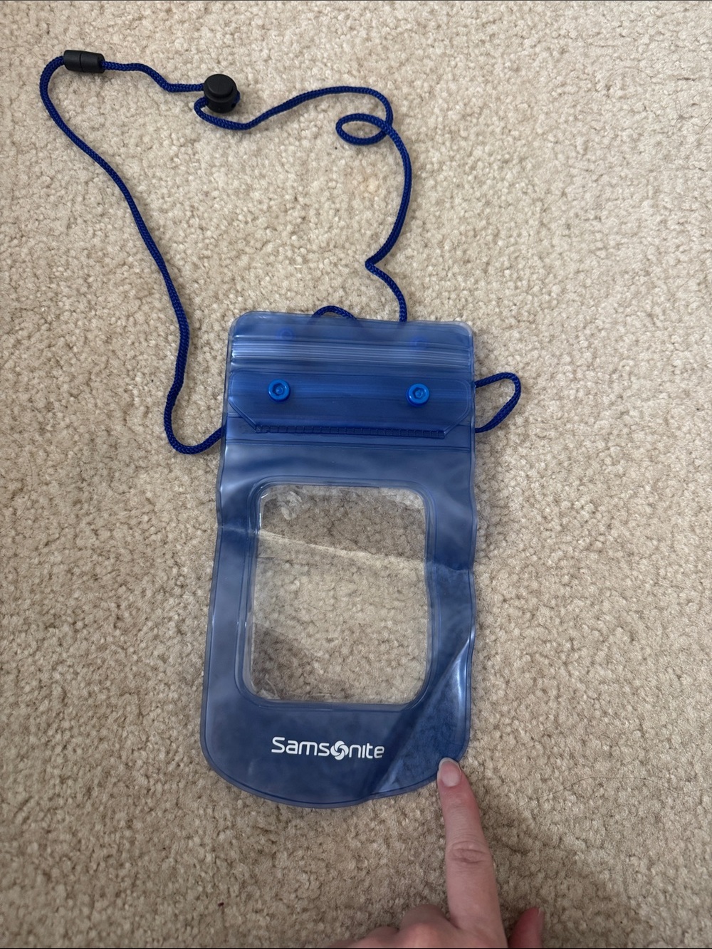 Samsonite Royal Blue Waterproof Phone Pouch with Neck Cord